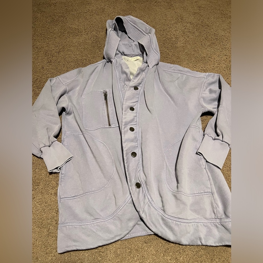 Free People Light Lavender Hooded Button-Front Jacket